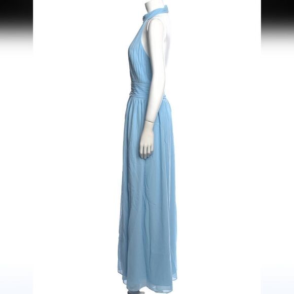 FAME & PARTNERS  NWT  light blue rusched maxi dress - Picture 1 of 11